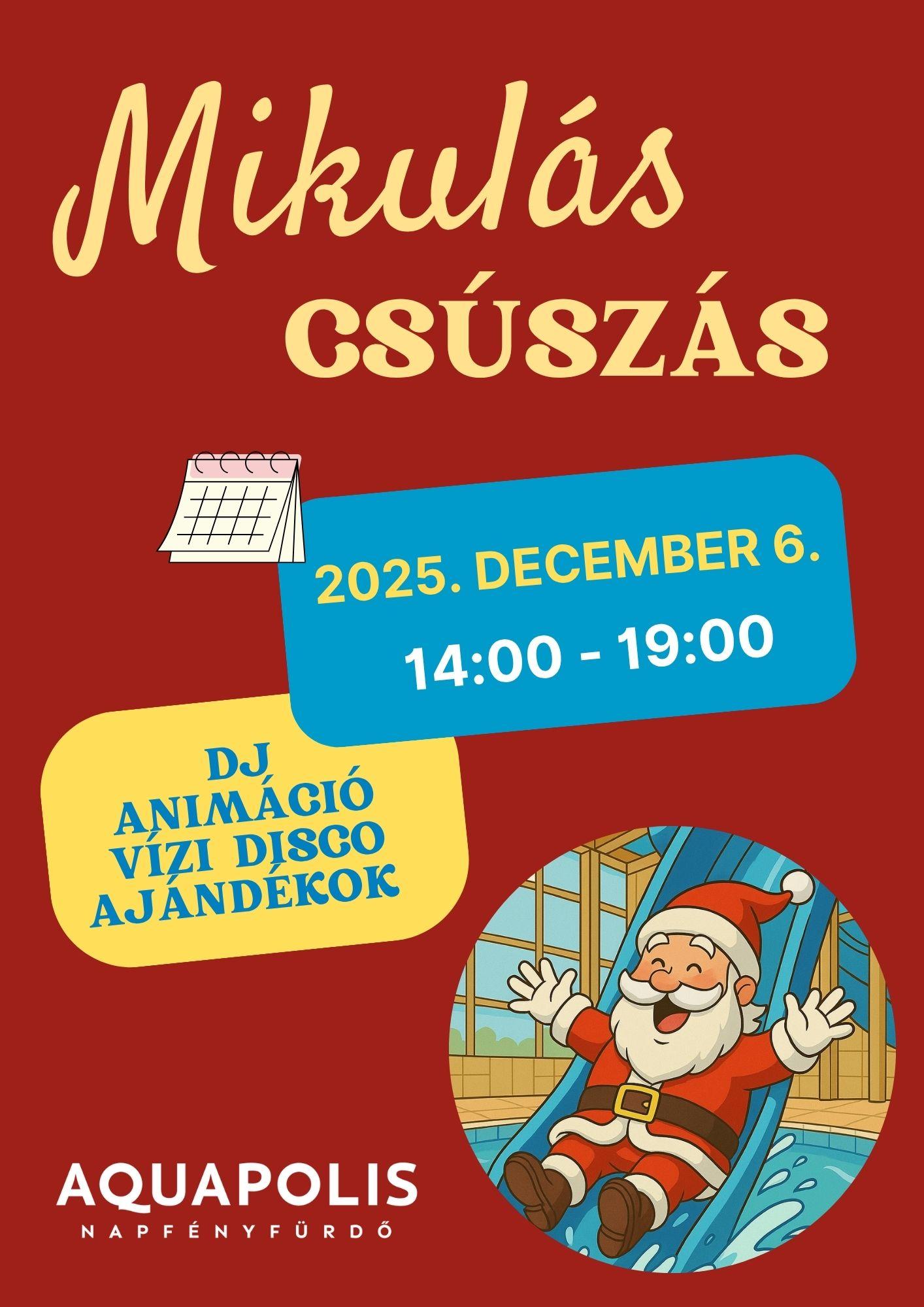 Mikulás csúszás az Aquapolisban